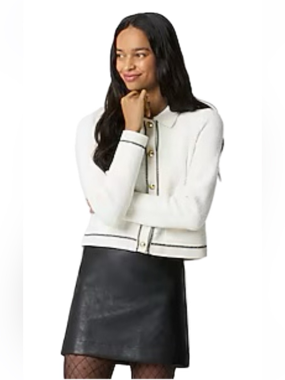J Crew Faux-leather A-line mini skirt